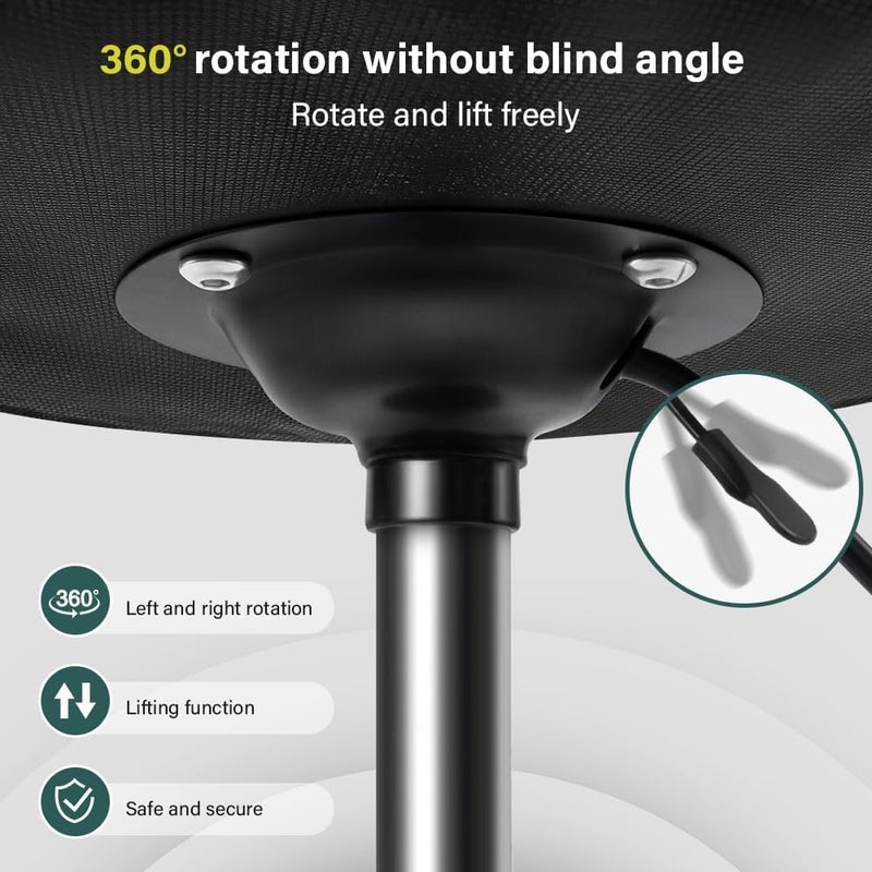 BFTOU Black Classic Swivel Stool with Wheel for Salon Work Home SPA Shop Height-Adjustable and Cost-Effective Rolling Stool Chair Small - Image 4